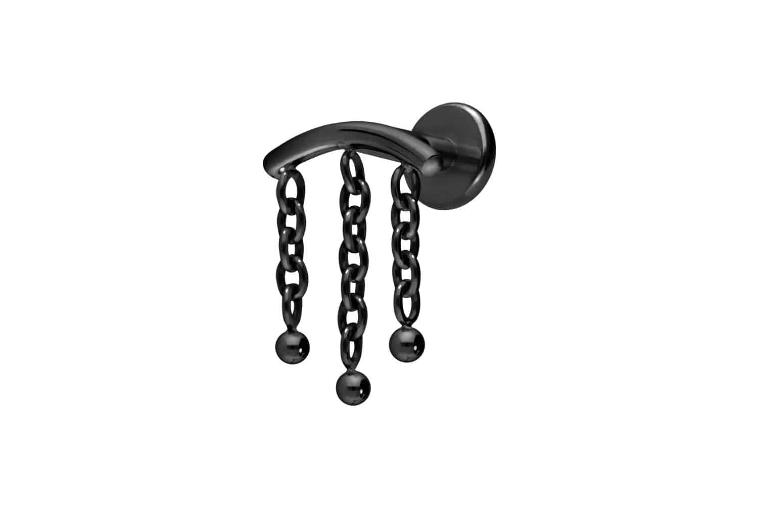 Titan Labret Piercing mit Innengewinde BOGEN + 3 KETTEN